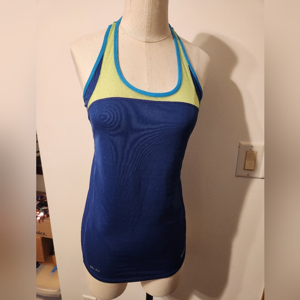 Women's Blue and Yellow Nike Tank Top